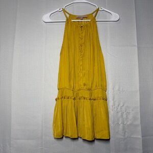 Philosophy Republic Clothing Halter Top Medium Mustard Yellow Ruffle Hem